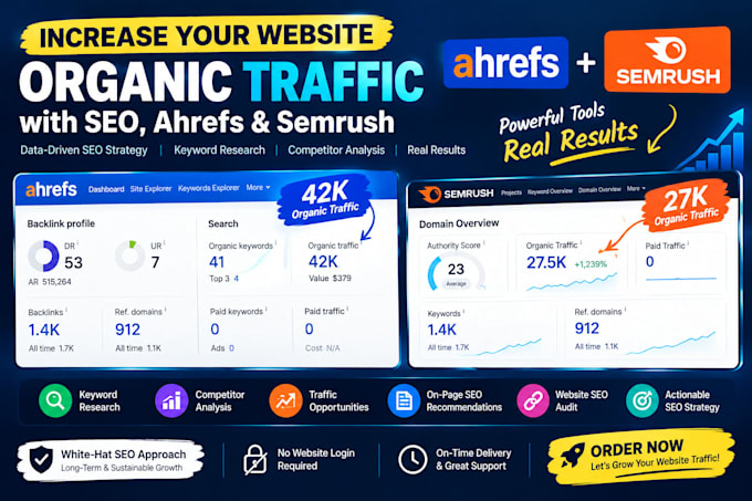 increase your website organic traffic using ahrefs and semrush
