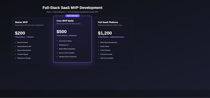 build a full stack saas mvp with react and node js