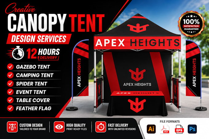 design a professional custom canopy tent and tent banner