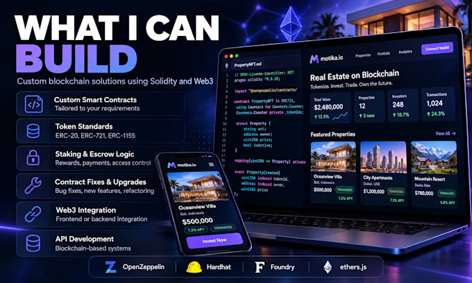 develop solidity smart contracts and web3 integrations