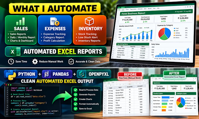 automate excel reports using python, pandas and openpyxl