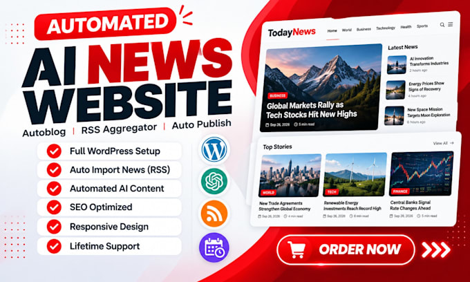 build automated news website or ai autopilot autoblog, RSS aggregator