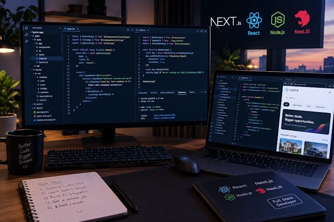 develop a custom marketplace or website using next js and nest js