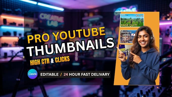 design eyecatching youtube thumbnails and social media posts