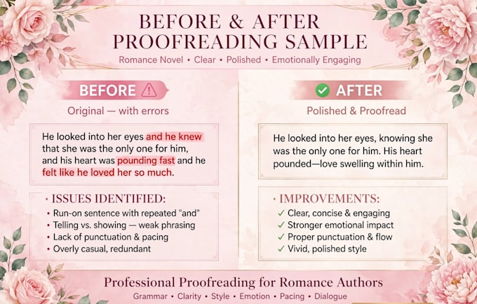 proofread and edit your romance novel with passion