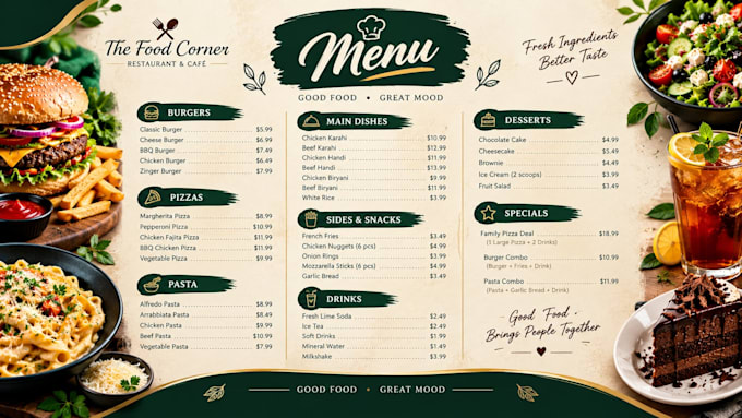 make restaurants menu and card design