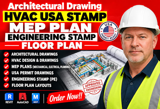 architectural drawing hvac USA stamp mep plan engineering stamp floor plan