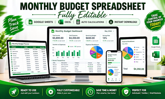 design editable monthly excel google sheets budget spreadsheet templates
