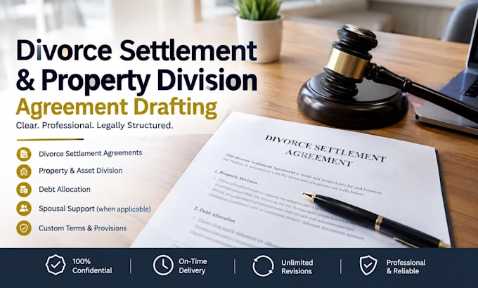 draft an uncontested divorce settlement and property division agreement
