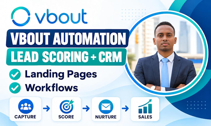 set up vbout email automation lead scoring CRM landing pages and workflows