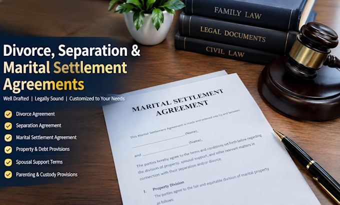 draft divorce separation and marital settlement agreements
