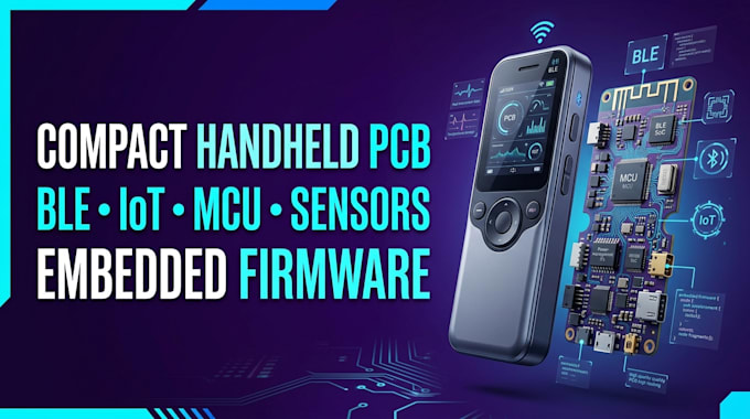 design compact handheld pcb, ble, sensors, iot, mcu and embedded firmware