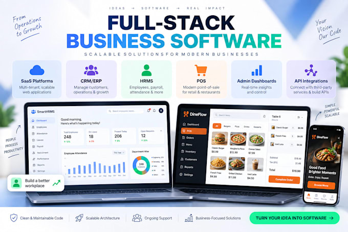 develop a custom saas web app or business management software