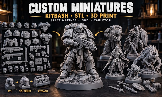 3d sculpt your warhammer 40k miniatures kitbash bit dnd tabletop stl 3d printing
