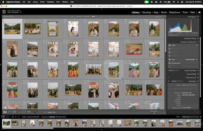 do wedding, event lightroom photo culling and batch editing