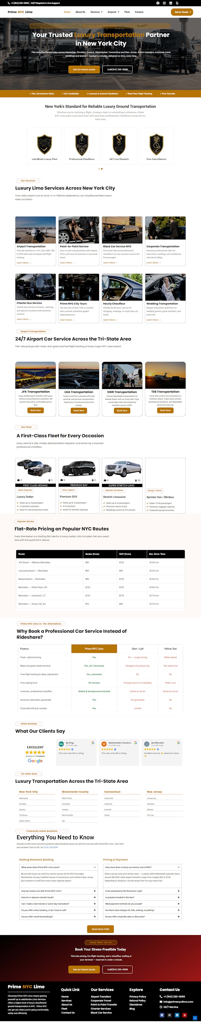 design a modern limo website for your limousine business