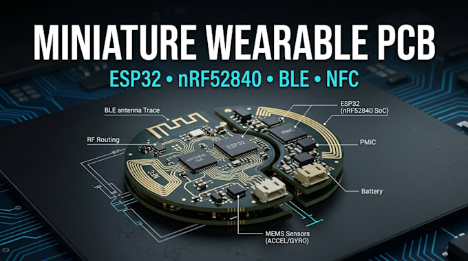 design low power wearable pcb miniature with esp32 nrf52840 ble nfc