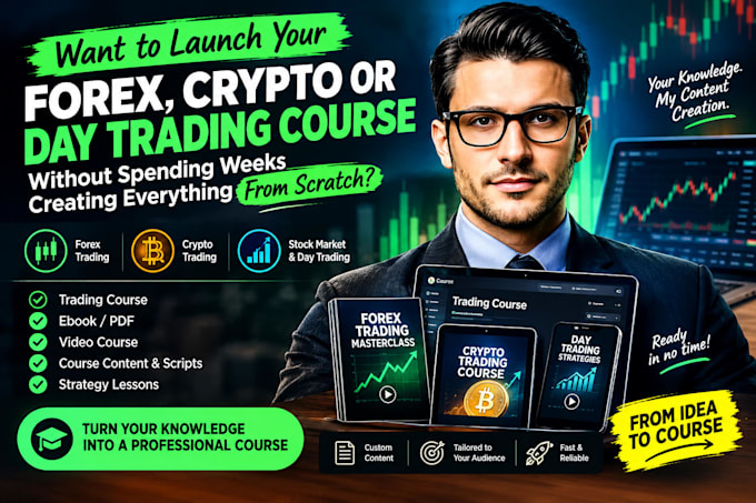 create forex, crypto and stock market trading courses with video content