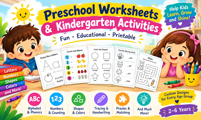 design preschool worksheets and kindergarten activities
