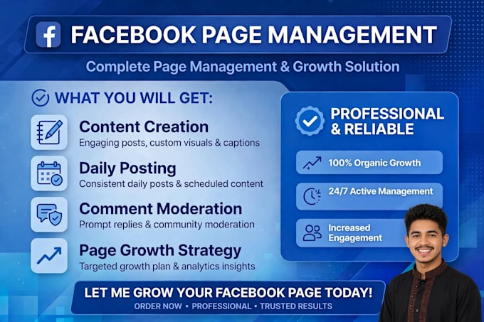 be your professional facebook page manager and moderator