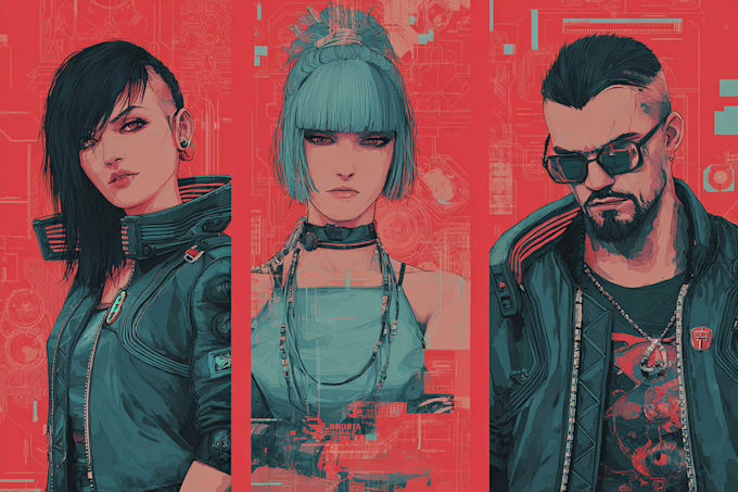 design anime character , cyberpunk character