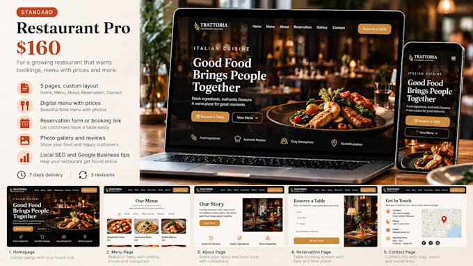 build a modern restaurant website with menu and booking