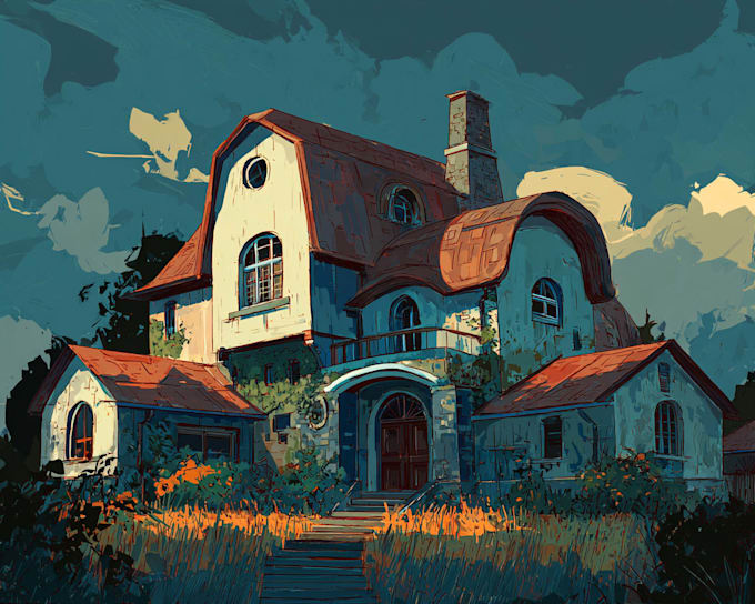 paint a custom watercolor house illustration