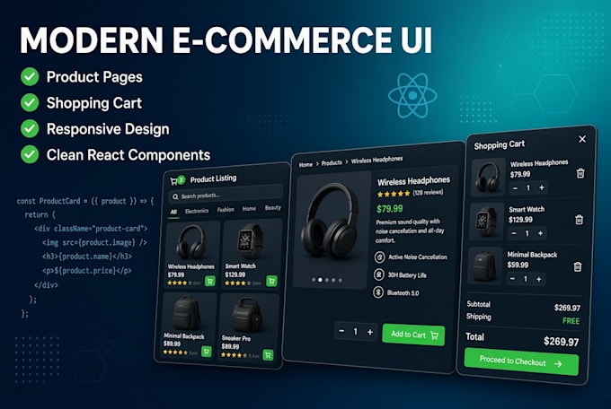 build a responsive ecommerce website frontend using react