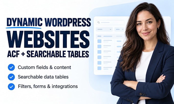 build dynamic wordpress website with acf custom fields and searchable tables