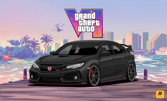 custom gta style car vector art or vehicle illustration
