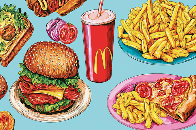 create bold food pop art artwork