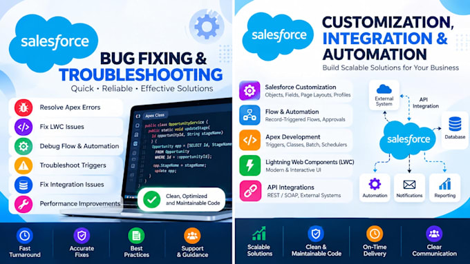 fix and develop salesforce apex lwc flow and automation