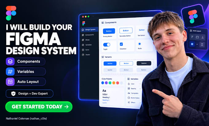 build a clean figma design system with components