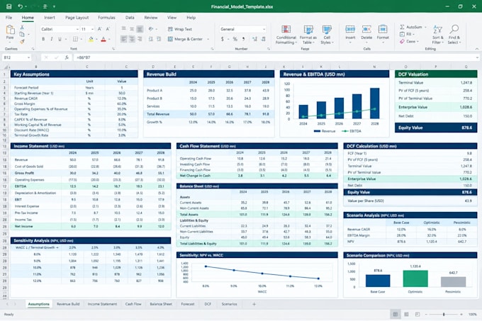 create a professional financial model in excel