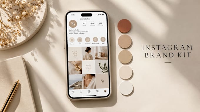 design an aesthetic instagram canva brand kit and visual identity