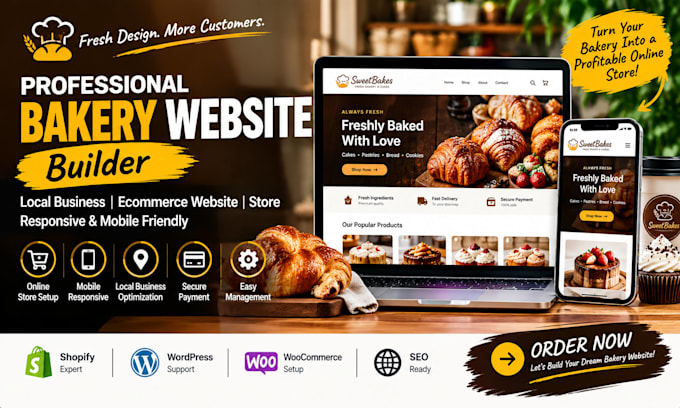 build bakery website builder local business ecommerce website store responsive
