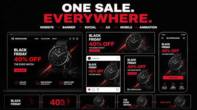 create black friday sales design ecommerce website banner social ad animation