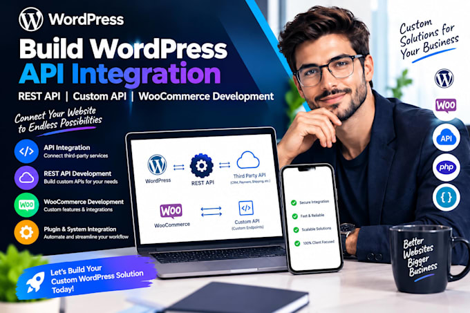 build wordpress API integration rest API custom API woocommerce development work