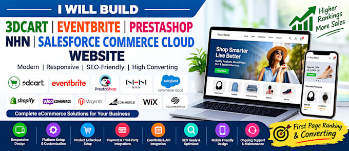 build 3dcart eventbrite prestashop nhn salesforce commerce cloud website design