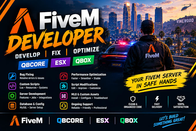 be your fivem server developer, redm server developer, redm vord server develope