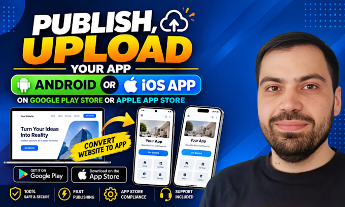 convert website to app, ios app and android app, publish apps on stores