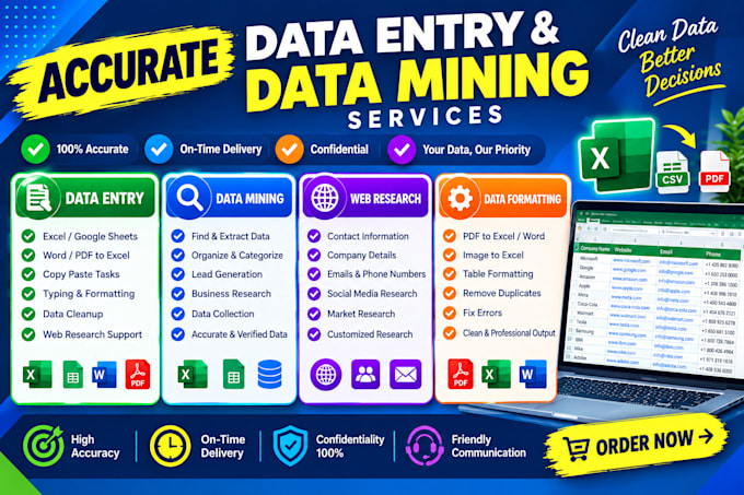 do accurate data entry and data mining or research