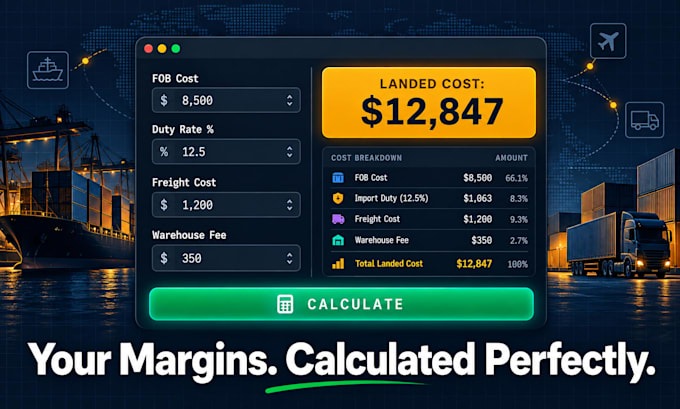 build python desktop app excel automation calculator landed cost duty logistics