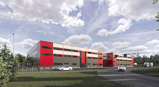 restructure old industrial building,cgi warehouse complex, logistics park render