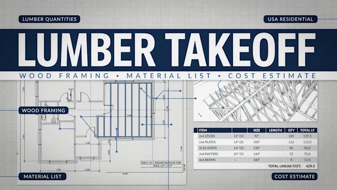 do lumber takeoff, wood framing material list and cost estimate