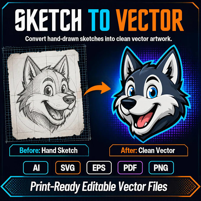 do vector tracing and convert logo image or sketch to vector