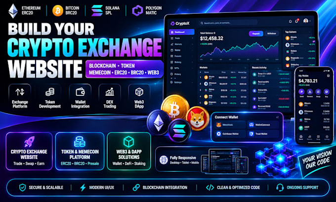 build crypto exchange website blockchain token memecoin erc20 brc20 web3