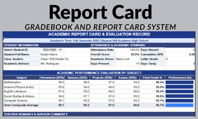 build an automated teacher gradebook spreadsheet