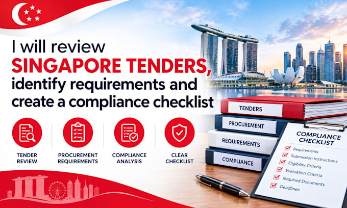 review singapore tenders, identify requirements, create a compliance checklist