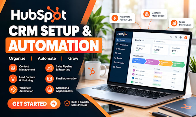 setup hubspot CRM, workflow automation and sales pipeline
